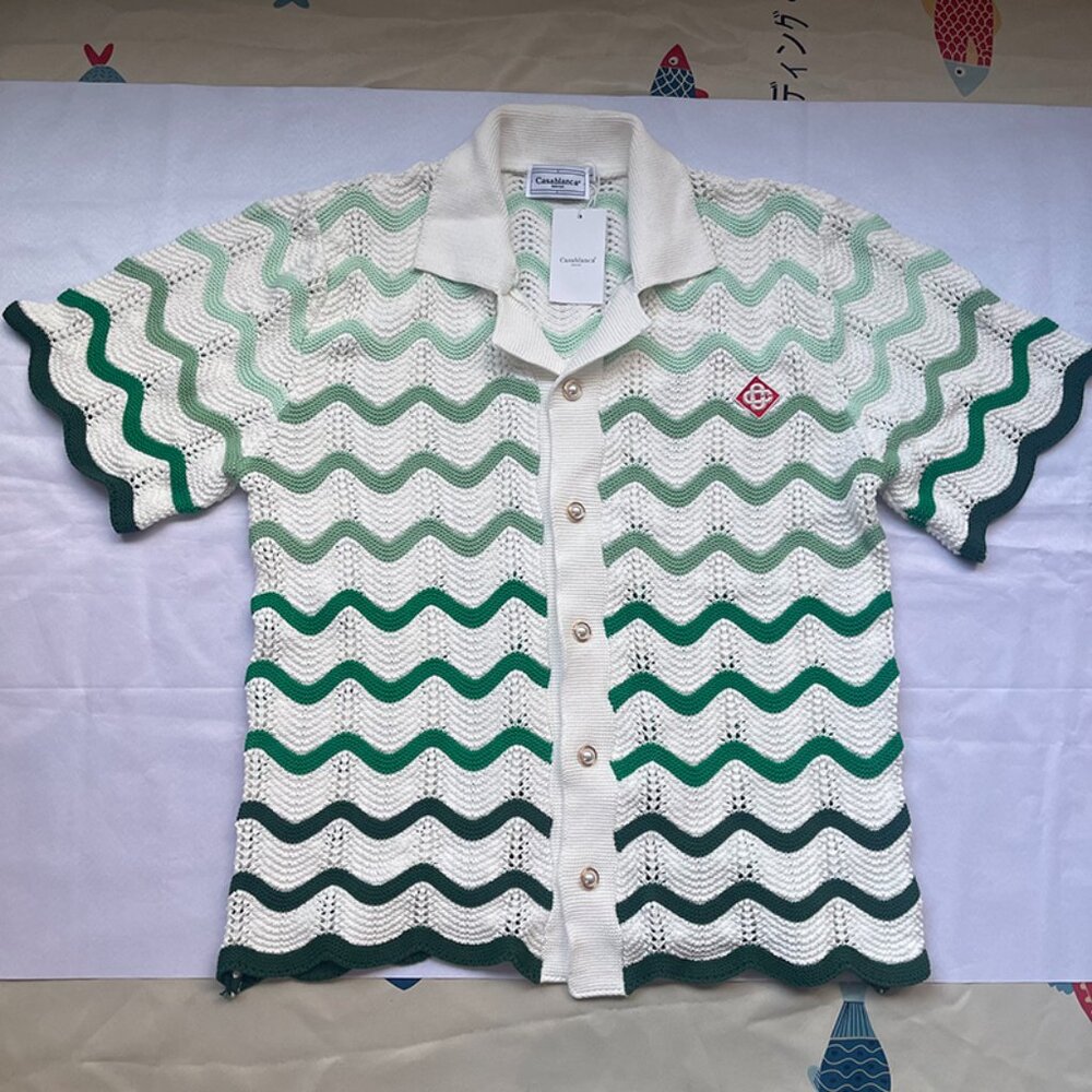 Casablanca Gradient Wave Crochet Shirt